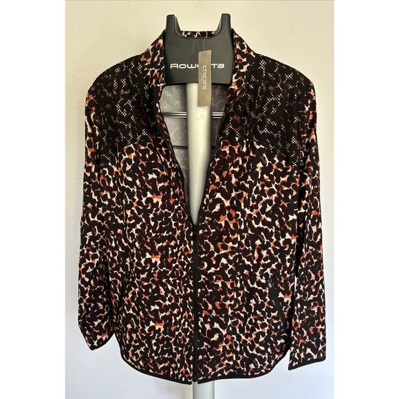 CHICO'S Zenergy Leopard Animal Print Jacket Plus Size 3 Full Zip NWT - Picture 1 of 9
